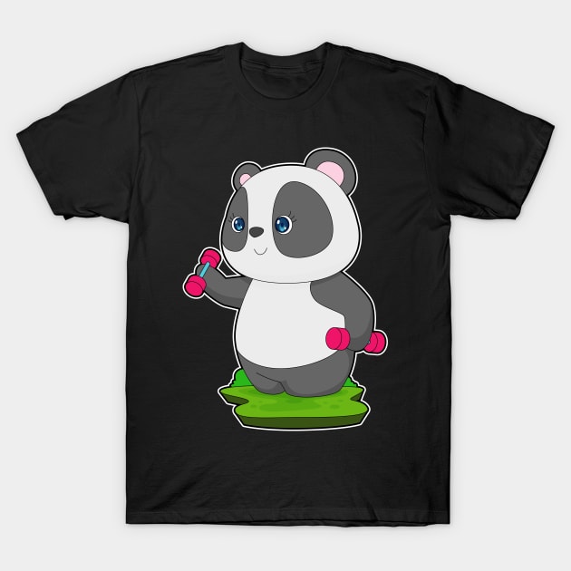 Panda Fitness Dumbbells T-Shirt by Markus Schnabel